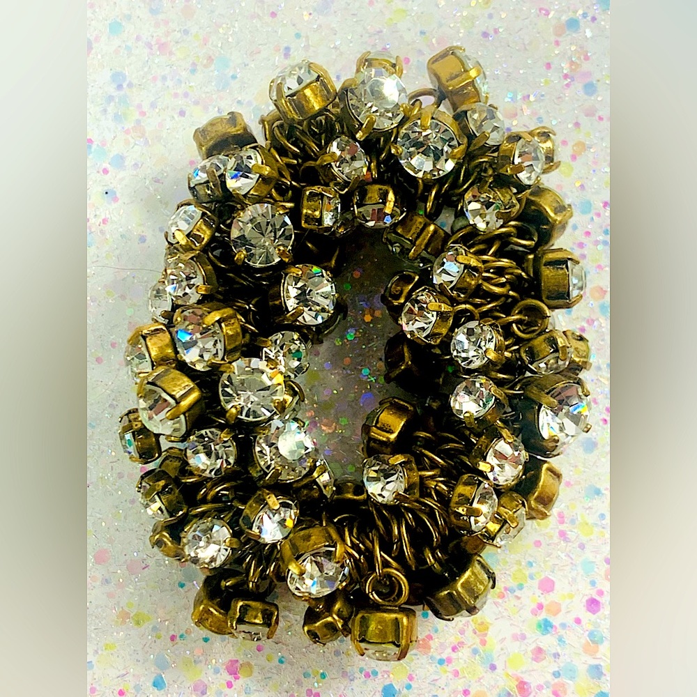 RHINESTONE Clear Heavy Cluster Stretch J Crew Bracelet